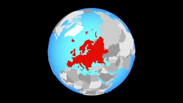 Vergrößern Sie Europa Auf Blauem Politischen Globus Illustration — Stockvideo