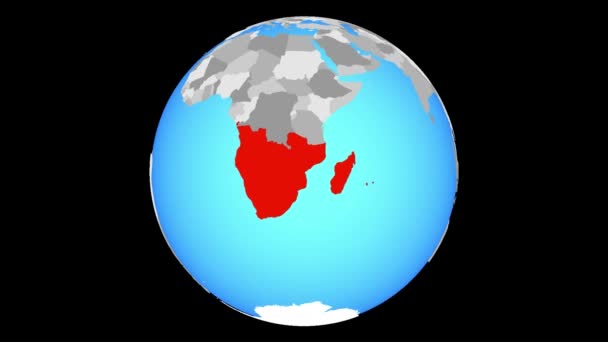 Amplie Para África Austral Globo Político Azul Ilustração — Vídeo de Stock