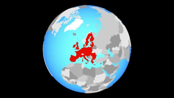 Zoom Para União Europeia Globo Político Azul Ilustração — Vídeo de Stock