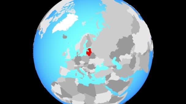 Zoom Sur Les États Baltes Sur Globe Politique Bleu Illustration — Video