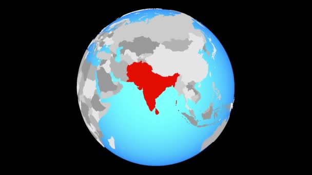 Zoom Saarc Memeber States Blue Political Globe Illustration — Stock Video