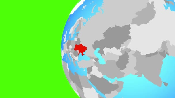 Ukraine Sur Globe Politique Bleu Orbite Autour Globe Zoomant Sur — Video