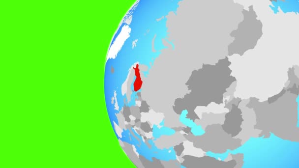 Finland Blå Politiska Jordglob Kretsar Kring Jordklotet Och Zooma Till — Stockvideo