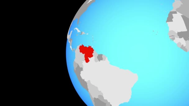 Venezuela Sur Globe Politique Bleu Orbite Autour Globe Zoomant Sur — Video