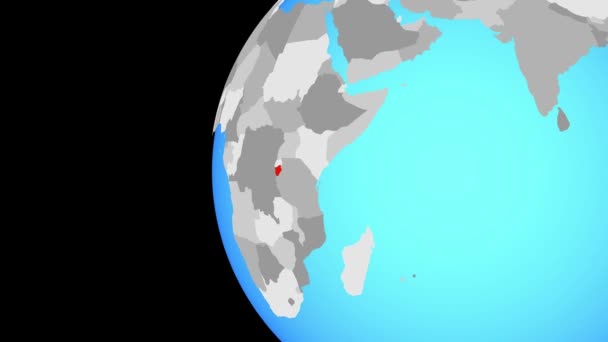 Burundi Modré Politické Globe Obíhající Kolem Zeměkoule Přiblížení Zemi Obrázek — Stock video