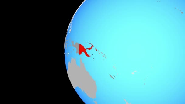 Papua Nová Guinea Modré Politické Globe Obíhající Kolem Zeměkoule Přiblížení — Stock video