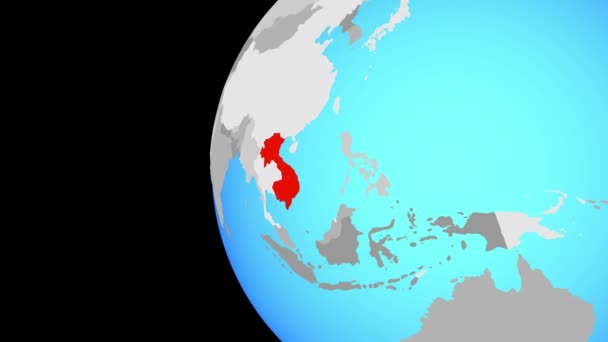 Indočína Modré Politické Globe Obíhající Kolem Zeměkoule Přiblížení Zemi Obrázek — Stock video