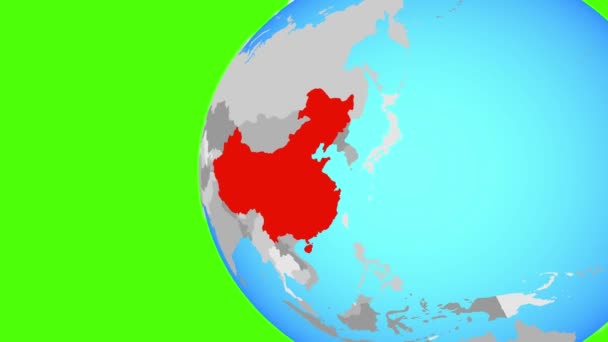 Chine Sur Globe Politique Bleu Orbite Autour Globe Zoomant Sur — Video