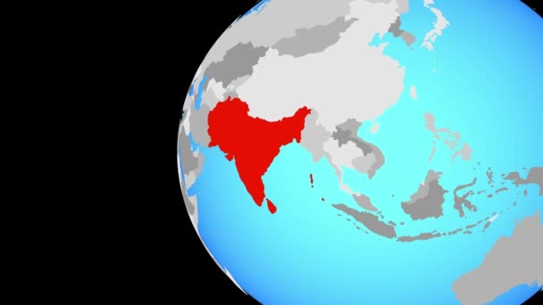 Sul Ásia Azul Globo Político Orbitando Redor Globo Fazendo Zoom — Vídeo de Stock