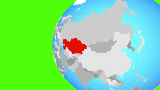 Kazakhstan Sur Globe Politique Bleu Orbite Autour Globe Zoomant Sur — Video