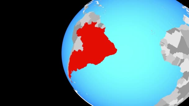 Mercosur Memebers Blue Political Globe Orbiting Globe Zooming Country Illustration — Stock Video