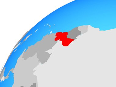 Guyana dünya üzerinde. 3D çizim.
