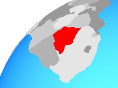 Botsvana dünya üzerinde. 3D çizim.