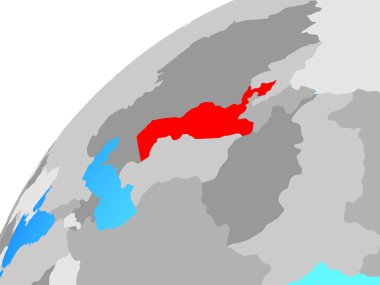 Özbekistan dünya üzerinde. 3D çizim.