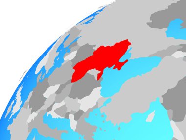 Dünya üzerinde Ukrayna. 3B illüstrasyon.