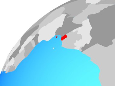 Ekvator Ginesi dünya üzerinde. 3D çizim.