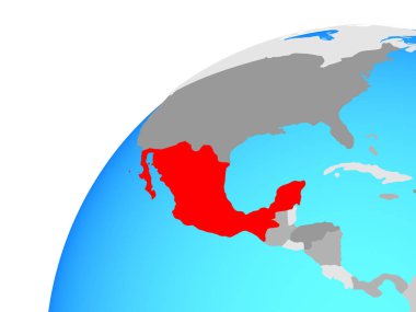 Meksika Dünya üzerinde. 3D çizim.