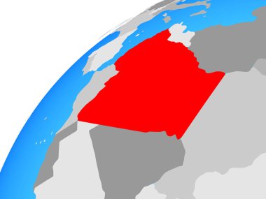 Cezayir dünya üzerinde. 3D çizim.