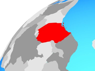 Tanzanya dünya üzerinde. 3D çizim.
