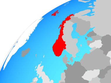 Norveç dünya üzerinde. 3D çizim.