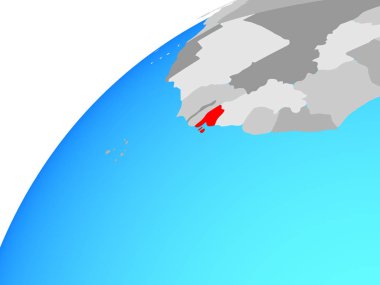 Gine-Bissau dünya üzerinde. 3D çizim.