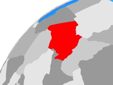 Chad dünya üzerinde. 3D çizim.