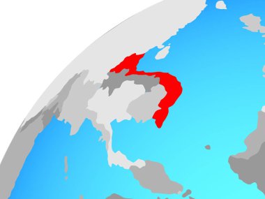 Vietnam dünya üzerinde. 3D çizim.