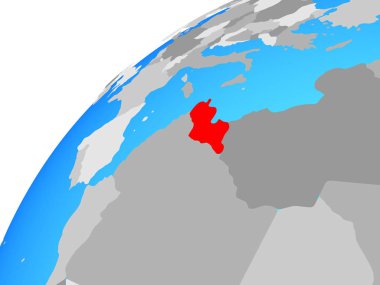 Tunus dünya üzerinde. 3D çizim.