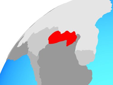 Dünya üzerindeki Paraguay. 3B illüstrasyon.