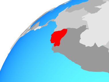 Ekvador dünya üzerinde. 3D çizim.