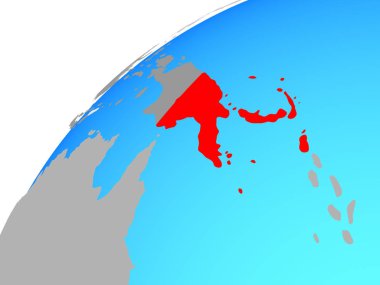 Papua Yeni Gine dünya üzerinde. 3D çizim.