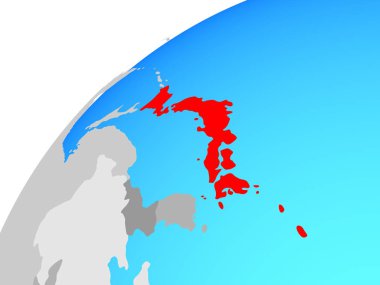 Küre üzerinde Japonya. 3D çizim.