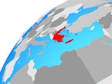 Yunanistan dünya üzerinde. 3D çizim.