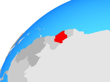 Surinam dünya üzerinde. 3D çizim.