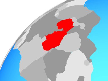 Zambiya Dünya üzerinde. 3D çizim.