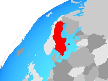 İsveç dünya üzerinde. 3D çizim.