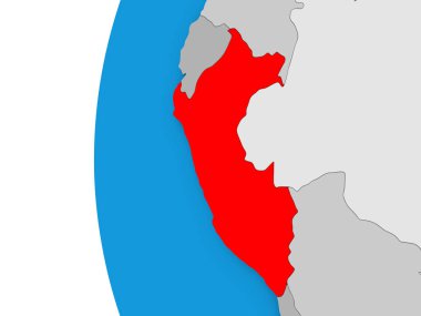 Peru mavi siyasi 3d dünya üzerinde. 3D çizim.