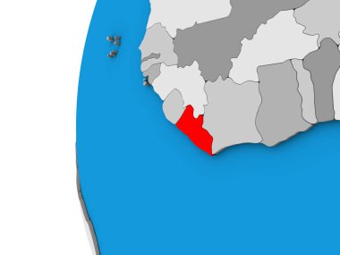 Liberya mavi siyasi 3d dünya üzerinde. 3D çizim.