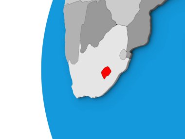 Lesotho mavi siyasi 3d dünya üzerinde. 3D çizim.
