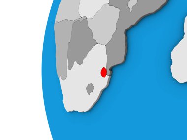 eswatini mavi siyasi 3d dünya üzerinde. 3D çizim.