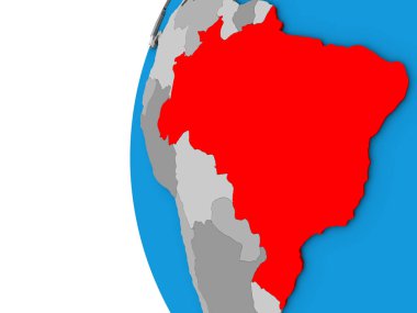 Brezilya mavi siyasi 3d dünya üzerinde. 3D çizim.