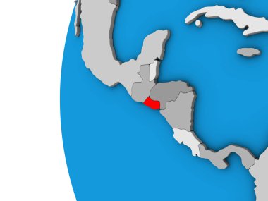 El Salvador mavi siyasi 3d dünya üzerinde. 3D çizim.