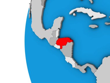 Honduras mavi siyasi 3d dünya üzerinde. 3D çizim.