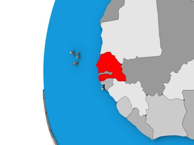 Senegal mavi siyasi 3d dünya üzerinde. 3D çizim.