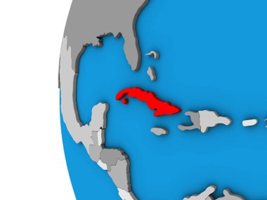 Küba mavi siyasi 3d dünya üzerinde. 3D çizim.