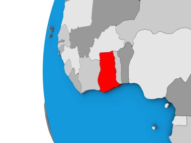 Gana mavi siyasi 3d dünya üzerinde. 3D çizim.