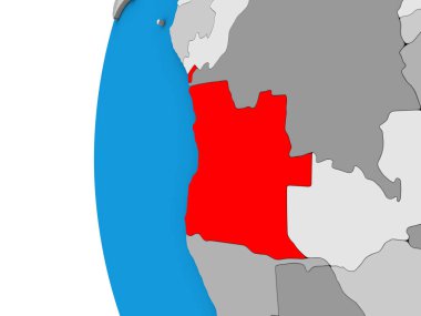 Angola mavi siyasi 3d dünya üzerinde. 3D çizim.