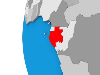 Gabon mavi siyasi 3d dünya üzerinde. 3D çizim.