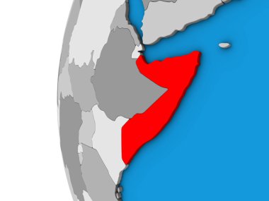 Somali mavi siyasi 3d dünya üzerinde. 3D çizim.