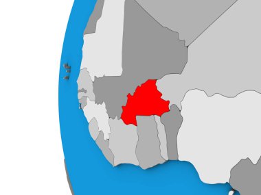 Burkina Faso mavi siyasi 3d dünya üzerinde. 3D çizim.